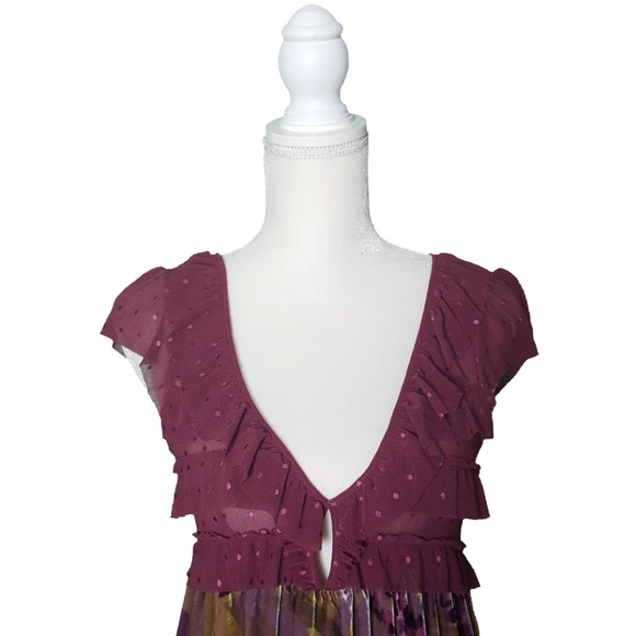 Free People Womens Mesh and Velvet Floral Dress - Picture 2 of 8